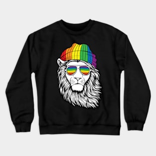 LGBT Lion Gay Pride LGBTQ Rainbow Flag Sunglasses Crewneck Sweatshirt